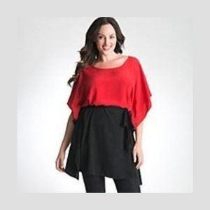 Lane Bryant Red and Black Color Block Kimono Top